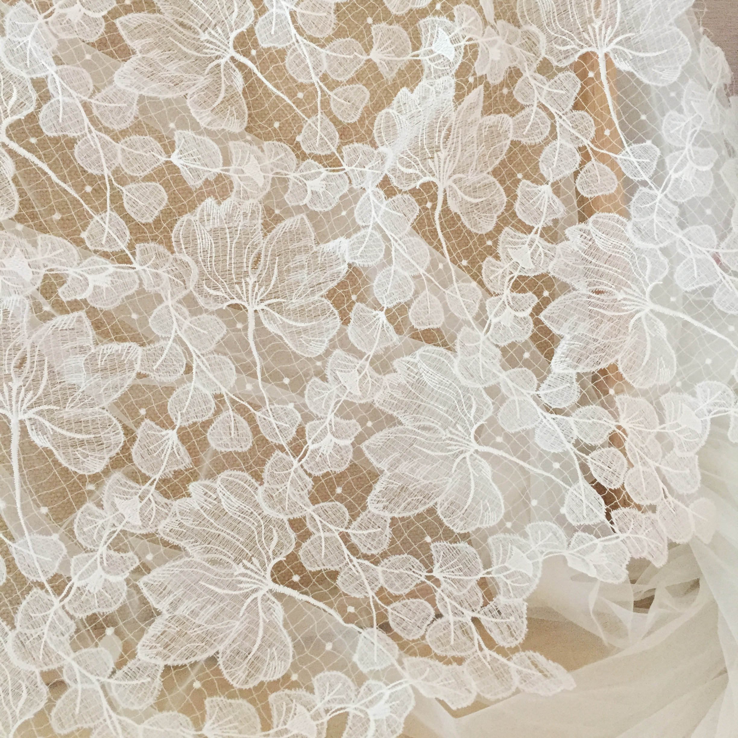 DELACE white plain embroidery lace simple elegant bridal weddngdress lace fabric