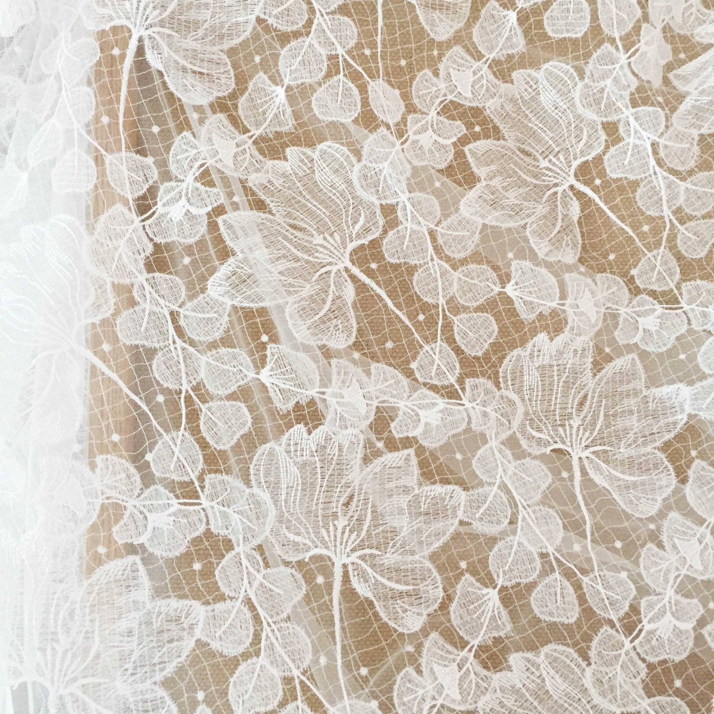 DELACE white plain embroidery lace simple elegant bridal weddngdress lace fabric