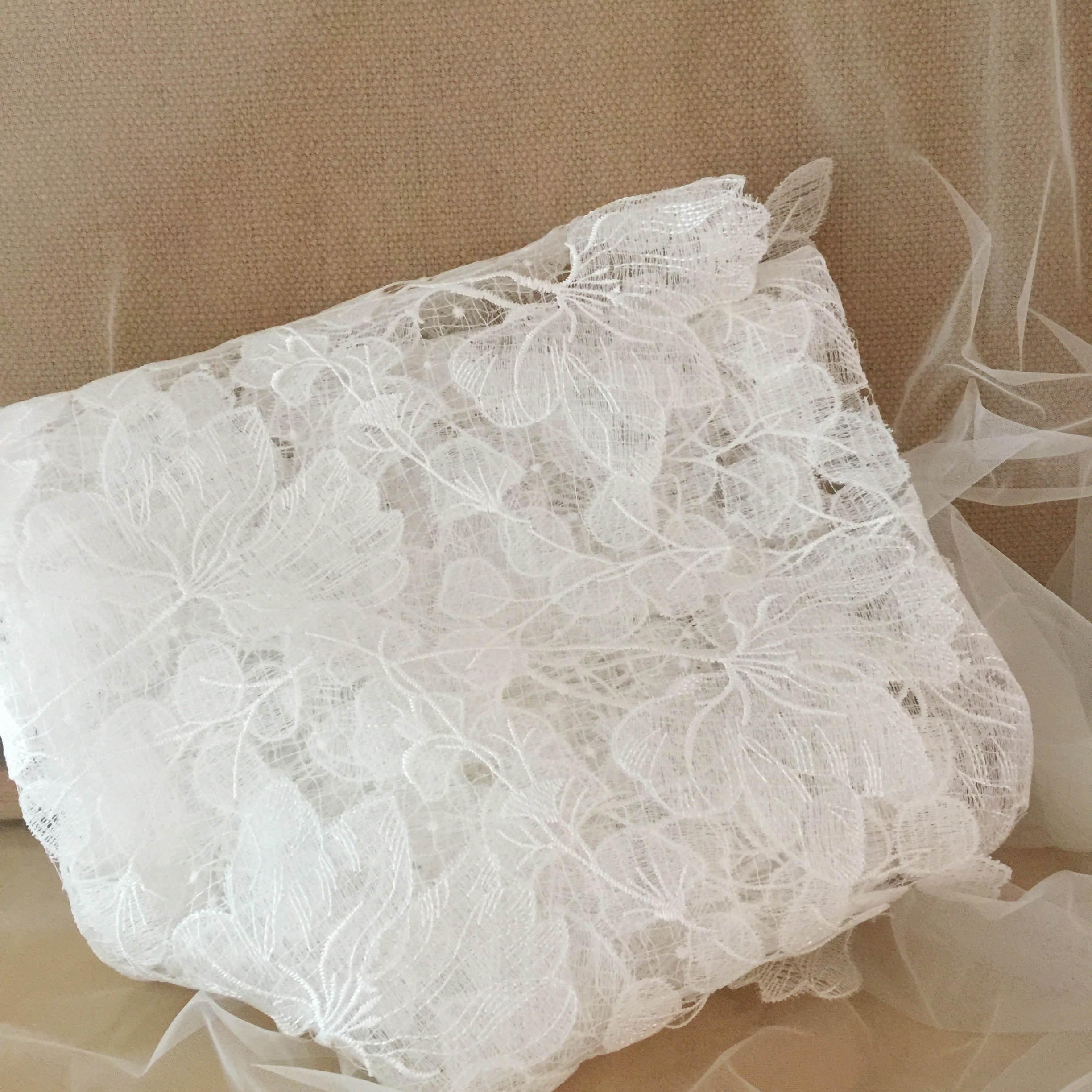 DELACE white plain embroidery lace simple elegant bridal weddngdress lace fabric