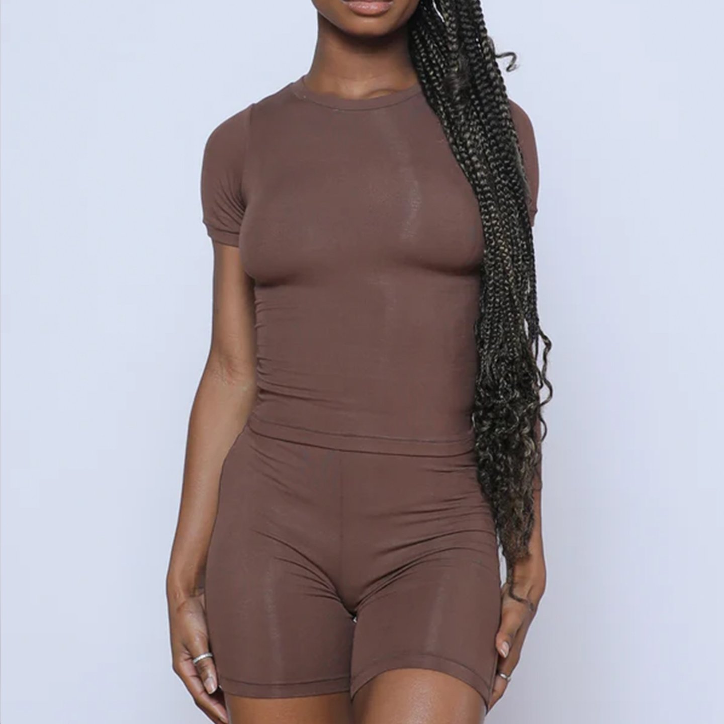 2024 New Arrivals Custom Lounge Wear Bamboo Cotton Polyamide T-Shirt Ribbed Lounge Wear Two Pieces Set Women Clothing
