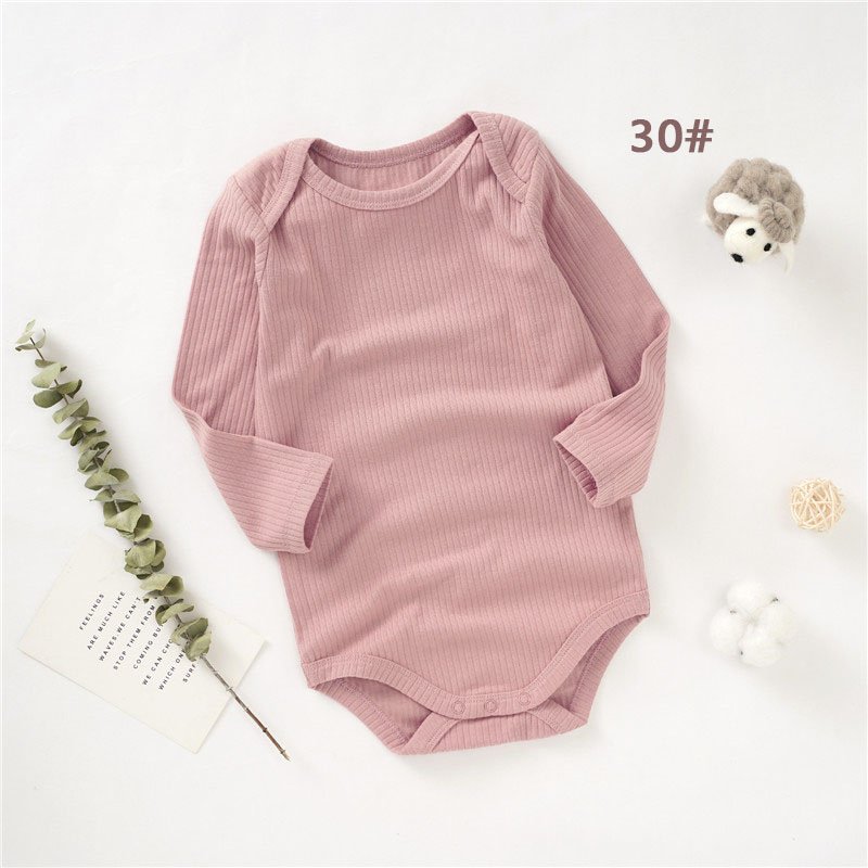 Manufacturer Super Soft Baby Short Rompers Solid Ribbed Organic Cotton Sleeve Baby Romper Clothes