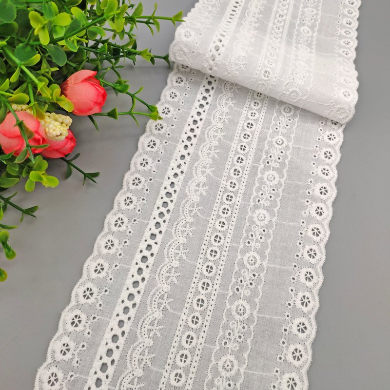 2023 Wholesale Fancy Embroidery Trim Ribbon Cotton Webbing Water Soluble French Border Guipure Lace Trim