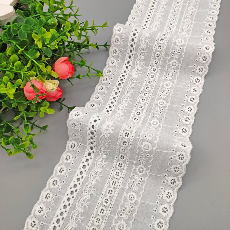2023 Wholesale Fancy Embroidery Trim Ribbon Cotton Webbing Water Soluble French Border Guipure Lace Trim