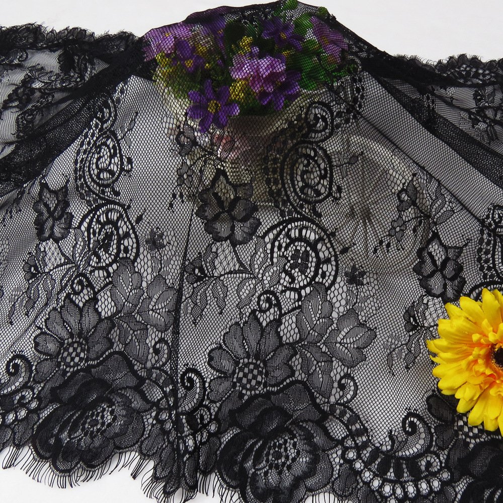 K2017 65cm Wide French Lace Fabric Bridal Tulle & Chantilly Lace for Dresses Eyelash Lace