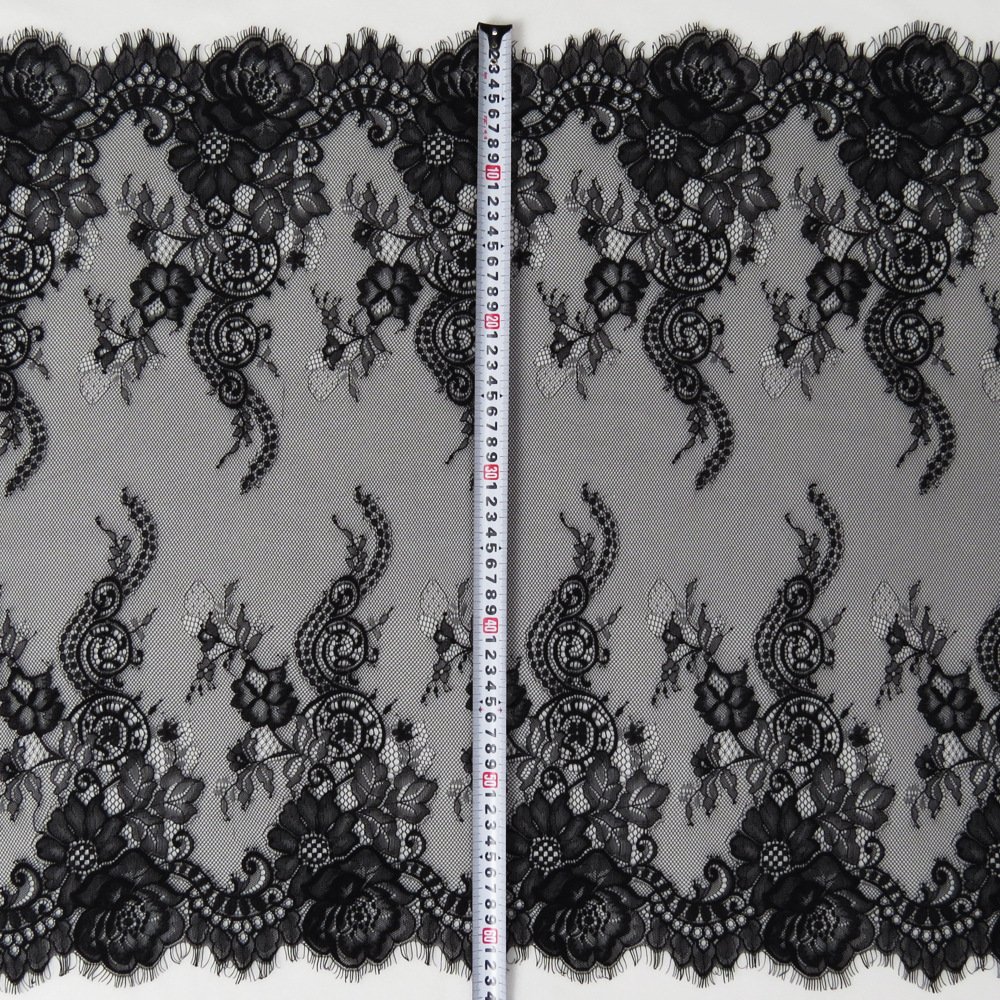 K2017 65cm Wide French Lace Fabric Bridal Tulle & Chantilly Lace for Dresses Eyelash Lace
