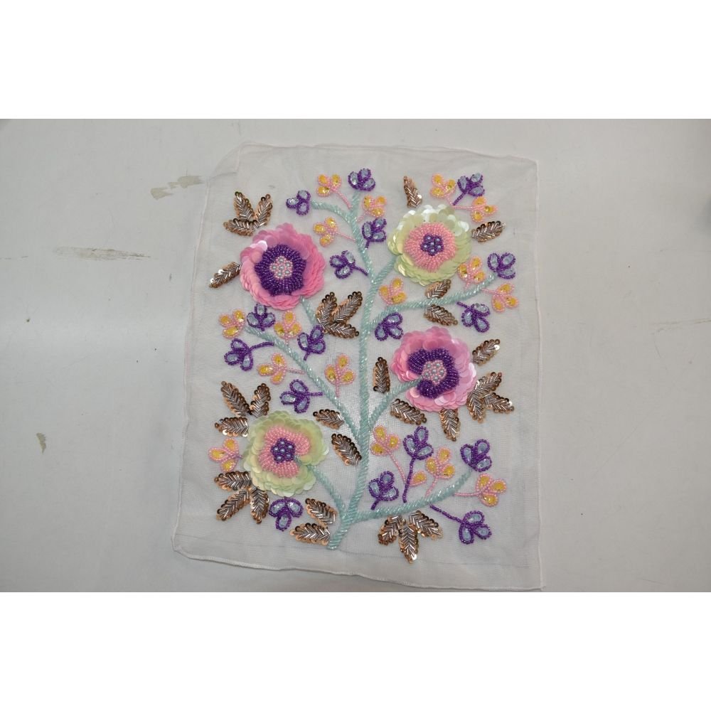 High on demand silk and cotton fabric heavy beads work lace fabric for girls partywear dress making from india