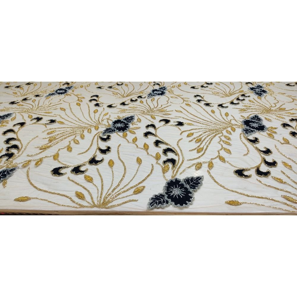 High on demand silk and cotton fabric heavy beads work lace fabric for girls partywear dress making from india