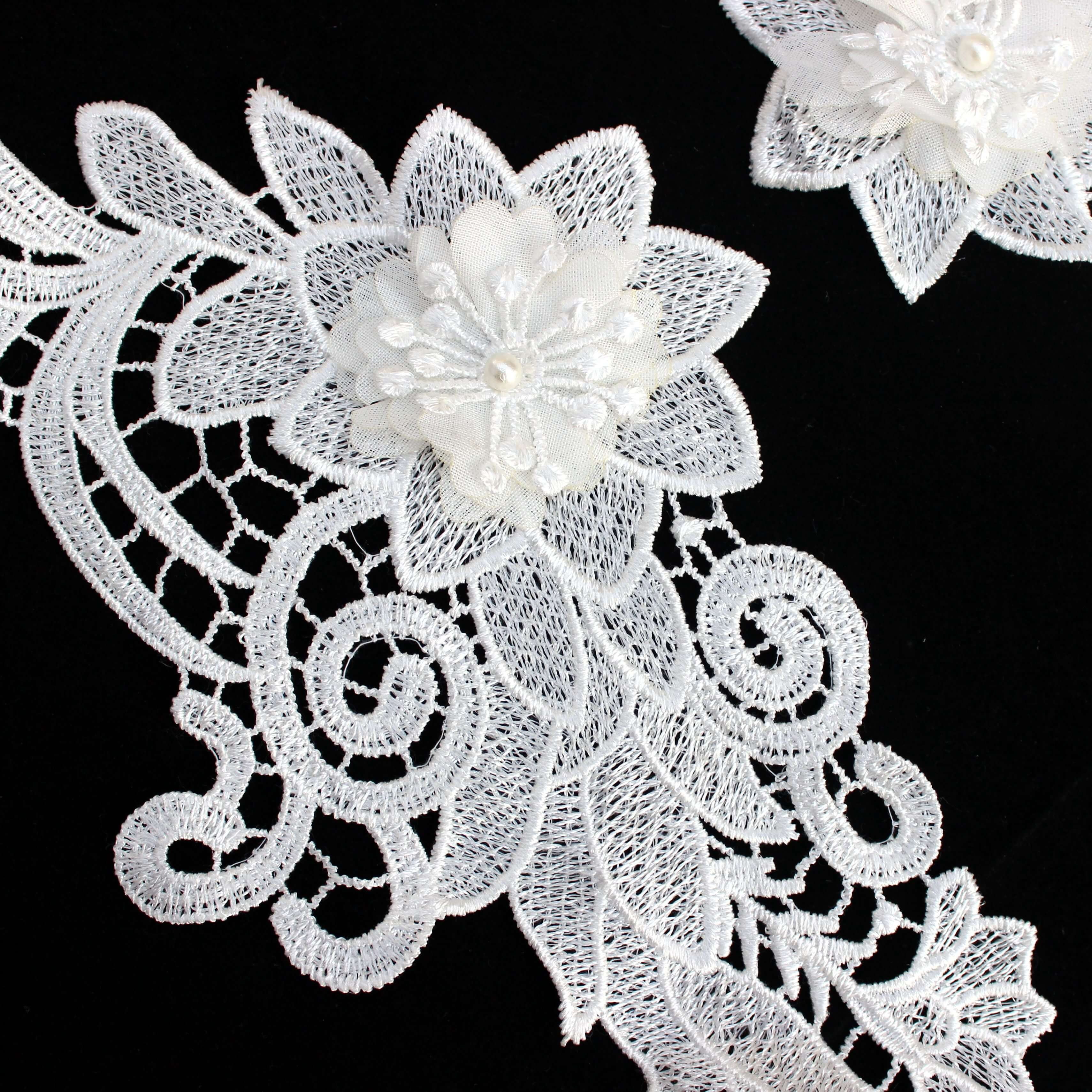 Zeal 2023 Luxury Flower Lace Collar 3D Cotton Fabric Trim Ribbon DIY Embroidery Applique Sewing Guipure Wedding Neckline Decor