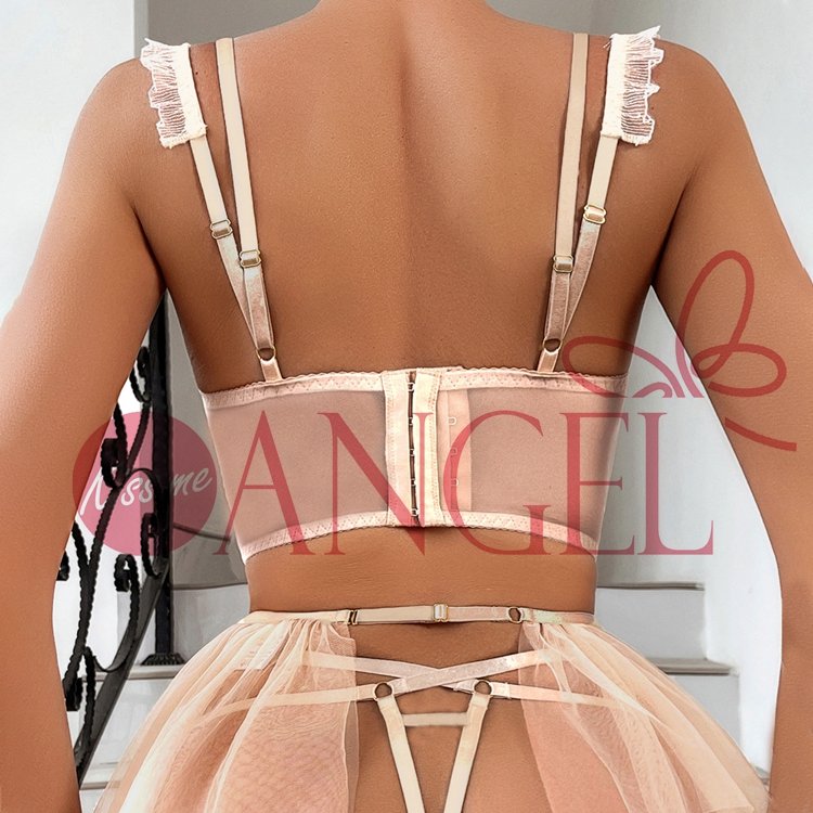 KISS ME ANGEL sale products fashion diamond check embroidery sexy lace mesh shaggy skirt sexy women underwear set