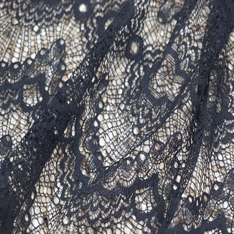 Wholesale 24CM Black Stretch Lace Trim Mesh Lace Fabrics For Dress Lingerie