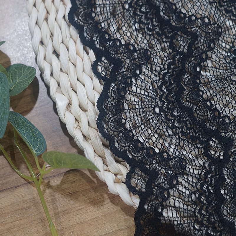 Wholesale 24CM Black Stretch Lace Trim Mesh Lace Fabrics For Dress Lingerie