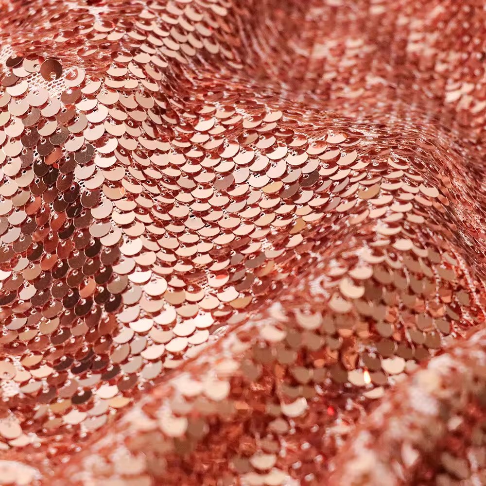 LIHUAN Stage Gold Red 100%Polyester Tulle French Lace Net Pink Glitter Sequin Embroidery Fabric For Tablecloth Pillow Case Dress