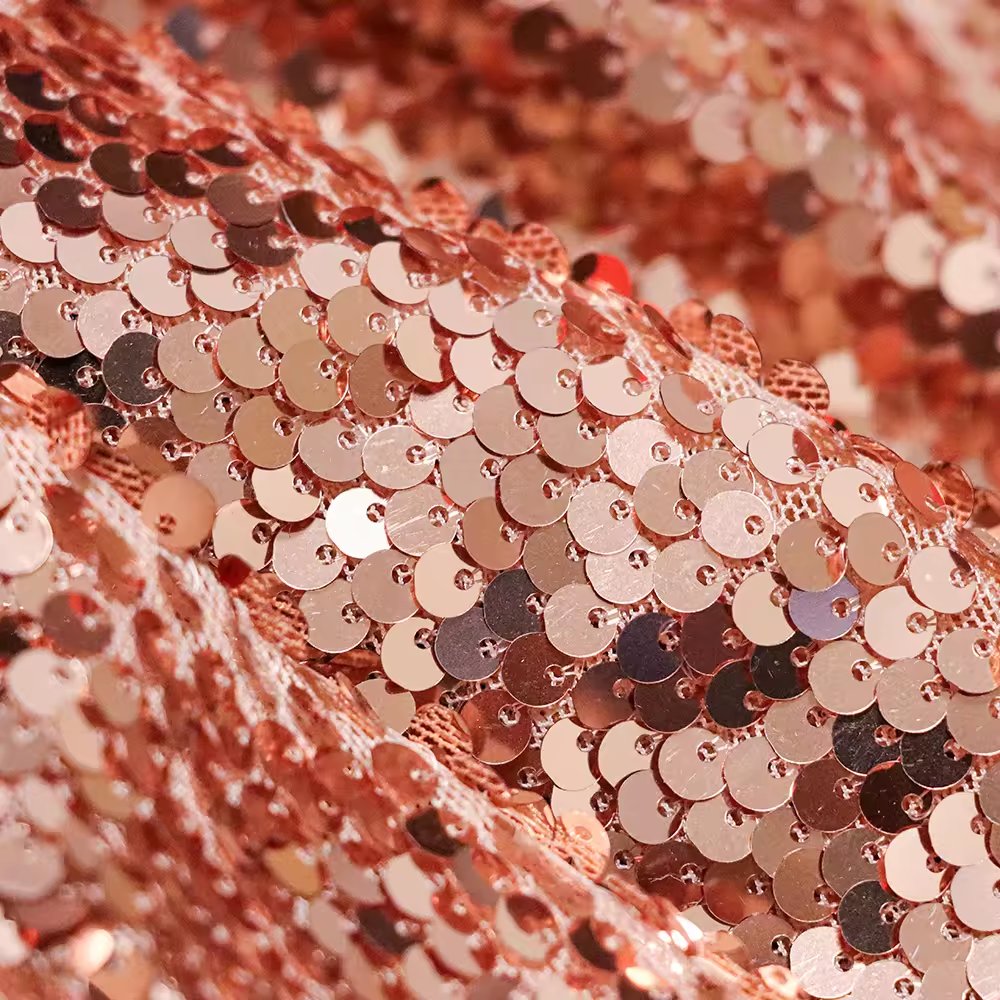 LIHUAN Stage Gold Red 100%Polyester Tulle French Lace Net Pink Glitter Sequin Embroidery Fabric For Tablecloth Pillow Case Dress