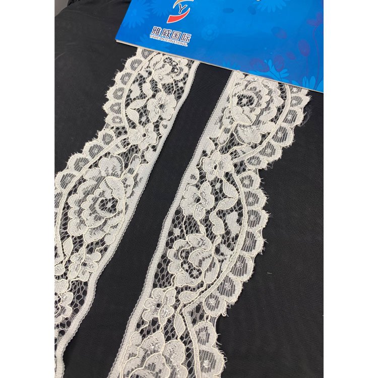 2023 fashionable cotton nylon floral lace trim 8cm from factory for garment