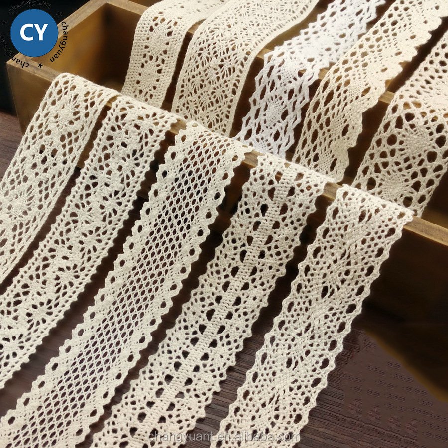 Wholesale cheap white cotton lace embroidery trim ribbon roll for garment accessories
