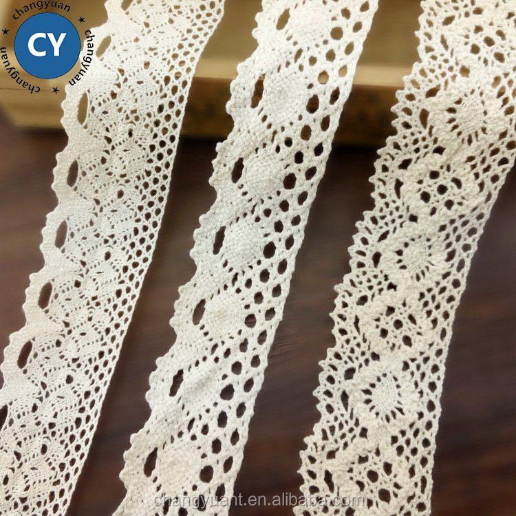 Wholesale cheap white cotton lace embroidery trim ribbon roll for garment accessories