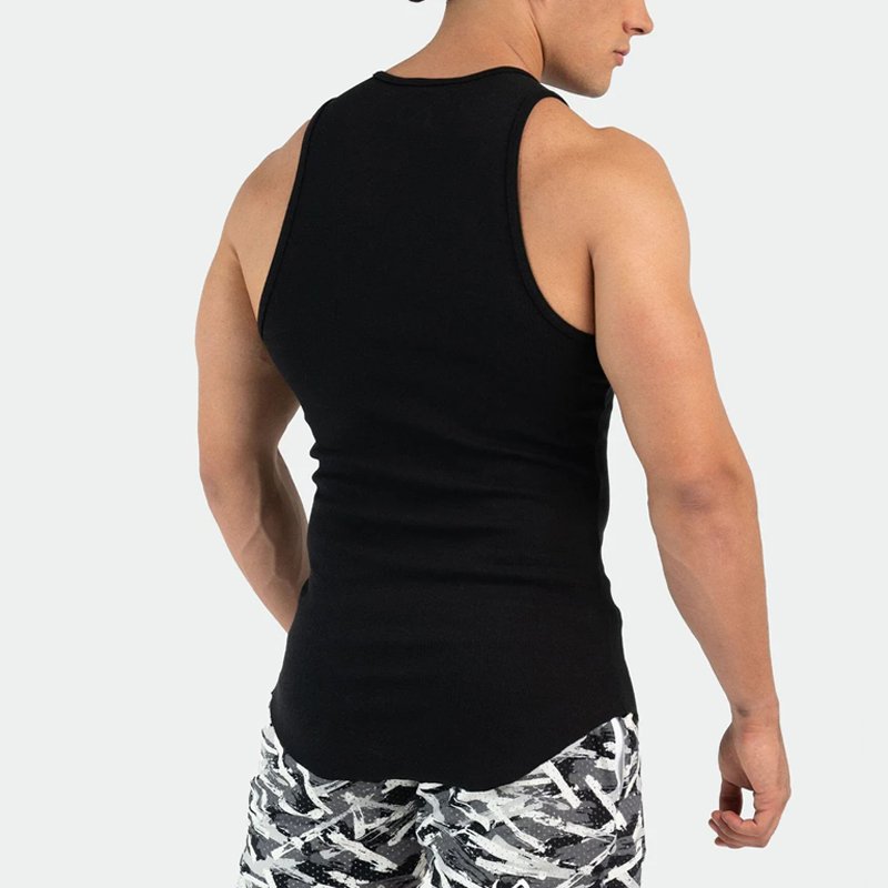 97% Ribbed Cotton 3% Elastane Ribbed Fitted Tank Custom Men Stringers Puff Printing