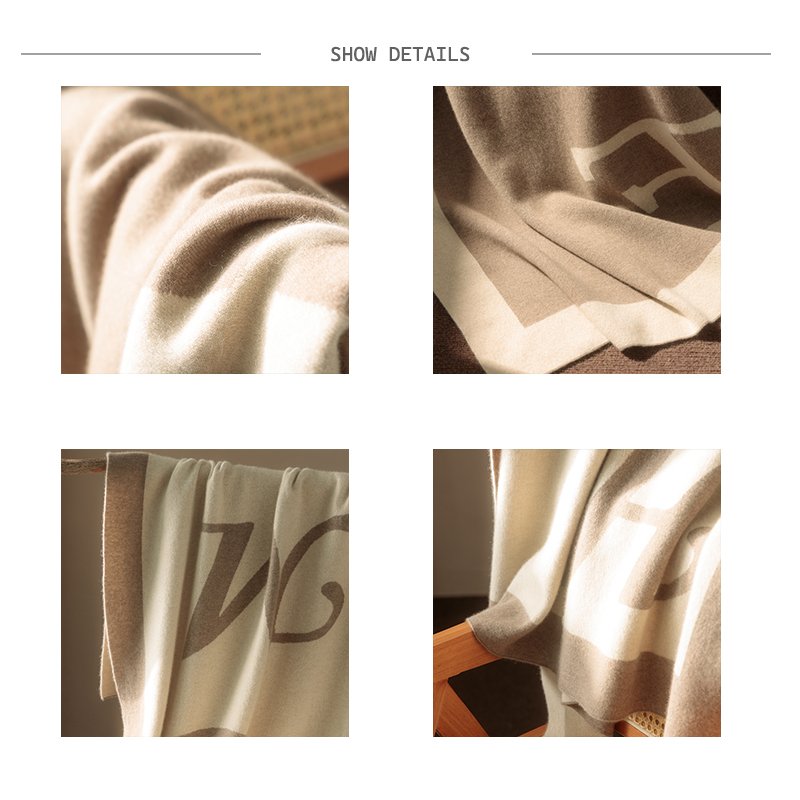 Custom highquality luxury rib cashmere blanket knitted wool cashmere throw blanket sofa blanket