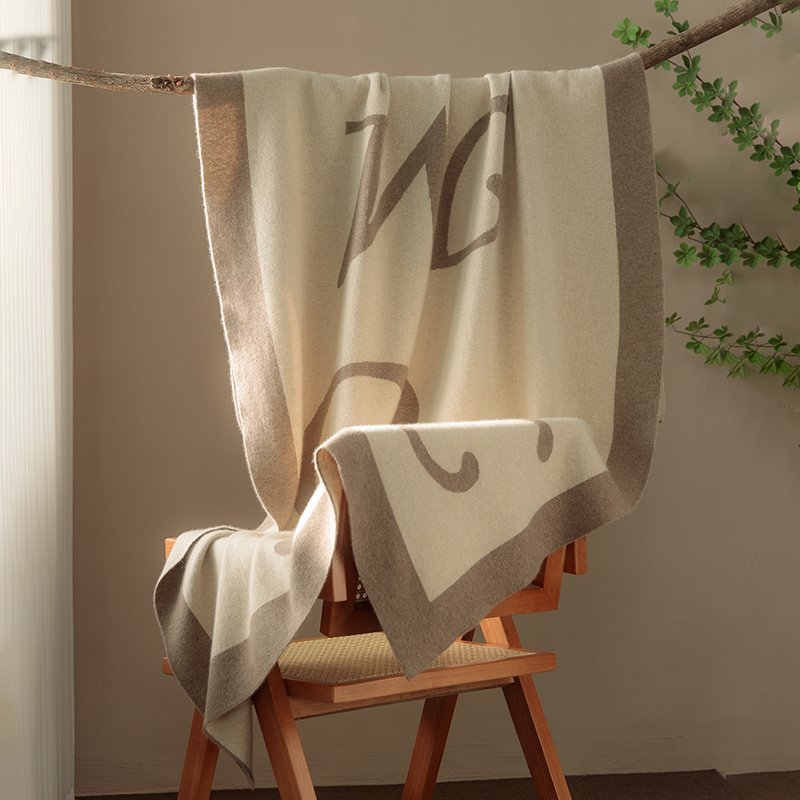 Custom highquality luxury rib cashmere blanket knitted wool cashmere throw blanket sofa blanket