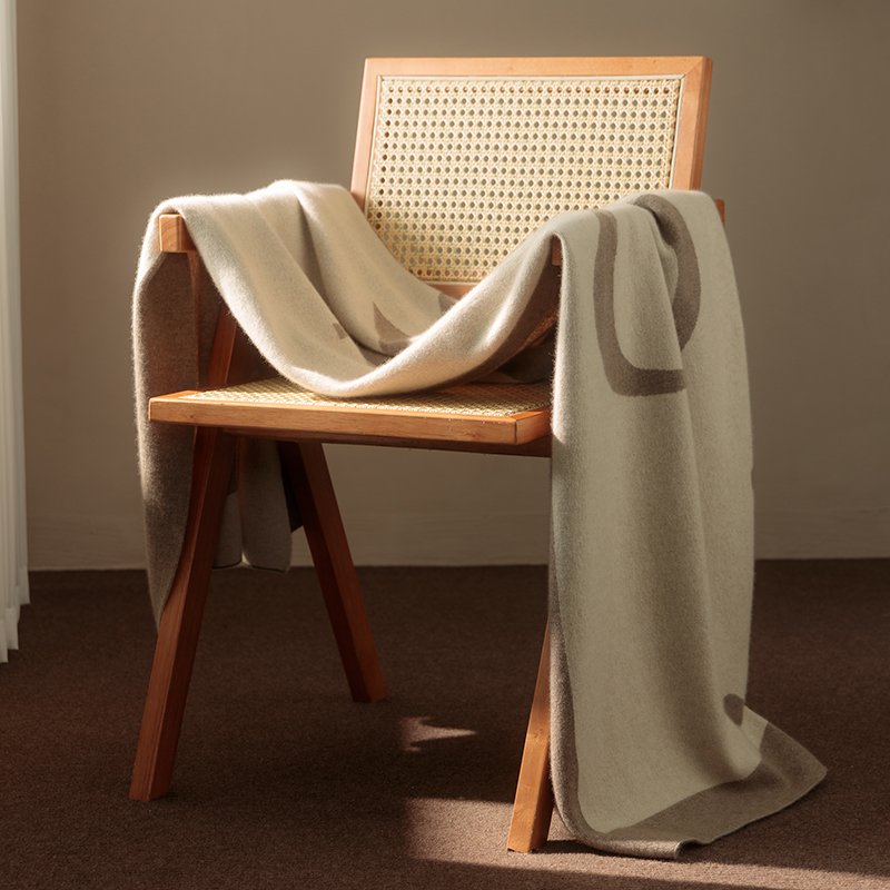 Custom highquality luxury rib cashmere blanket knitted wool cashmere throw blanket sofa blanket