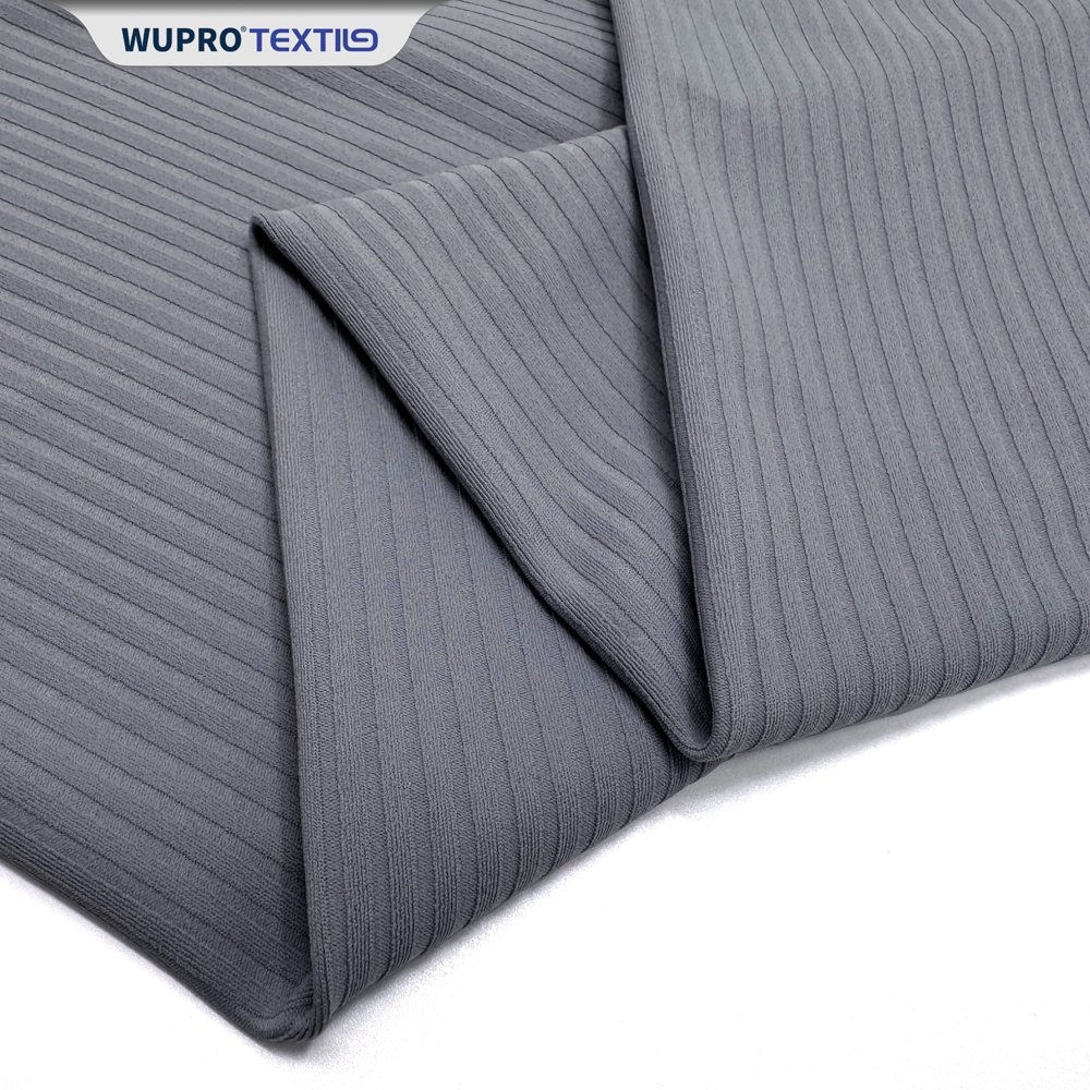 Manufacture High Stretch 80% Nylon 20% Spandex 230gsm Thin Stripe Ribbed Knitted Fabric For Sportswear Yoga Legging
