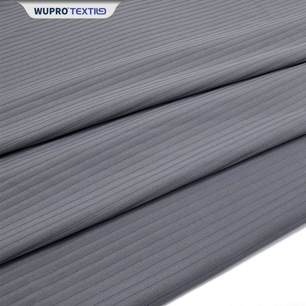 Manufacture High Stretch 80% Nylon 20% Spandex 230gsm Thin Stripe Ribbed Knitted Fabric For Sportswear Yoga Legging