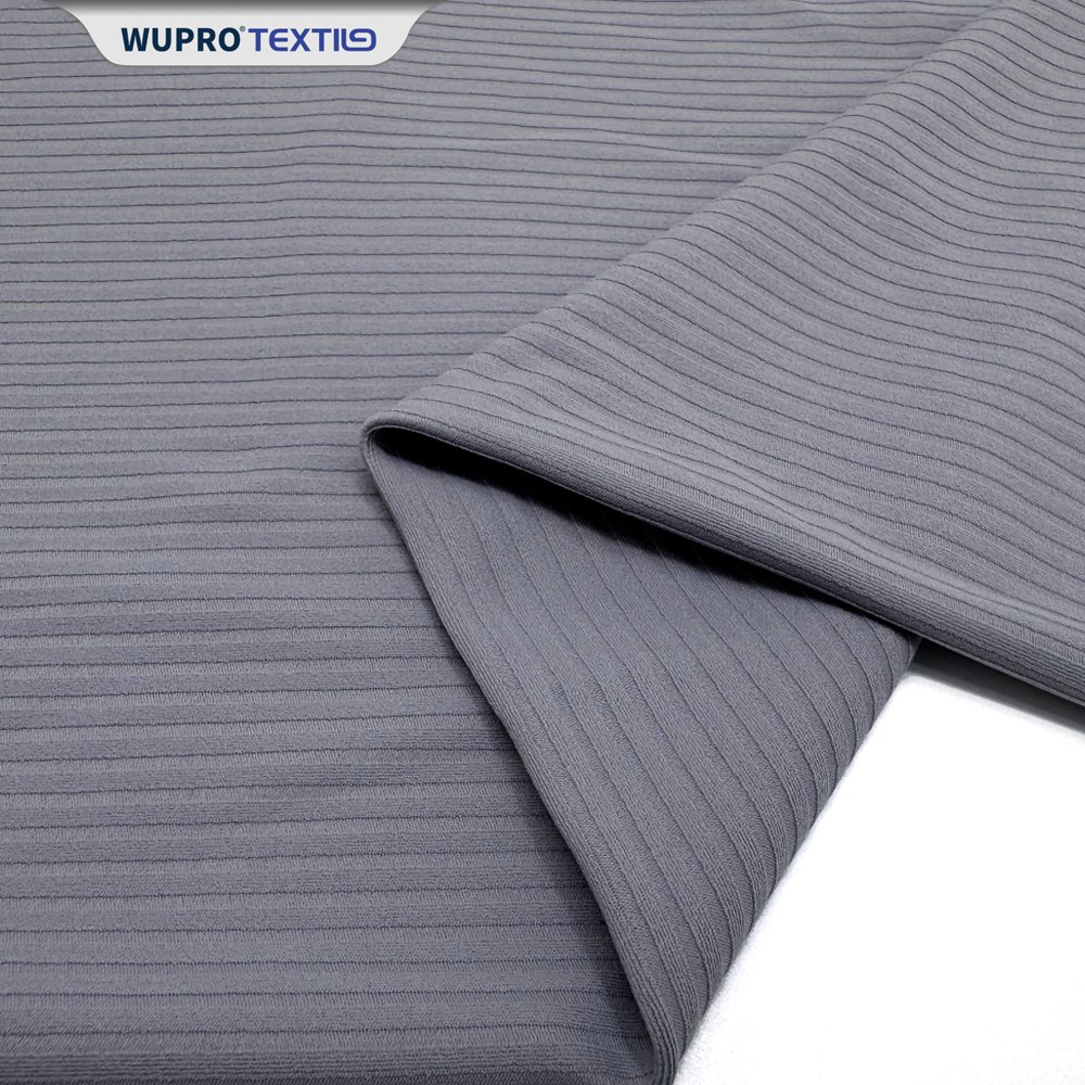 Manufacture High Stretch 80% Nylon 20% Spandex 230gsm Thin Stripe Ribbed Knitted Fabric For Sportswear Yoga Legging