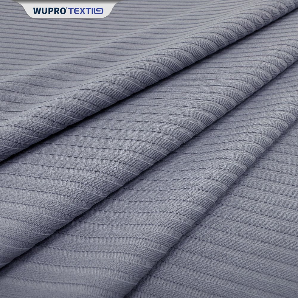 Manufacture High Stretch 80% Nylon 20% Spandex 230gsm Thin Stripe Ribbed Knitted Fabric For Sportswear Yoga Legging