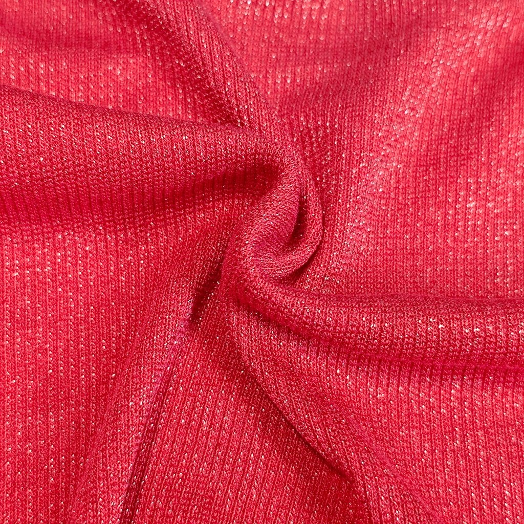 High Quality Custom 50% Rayon 45% Lurex 5% Spandex 170Gsm Metallic Rib Fabric Texture shiny fabric for lady dress