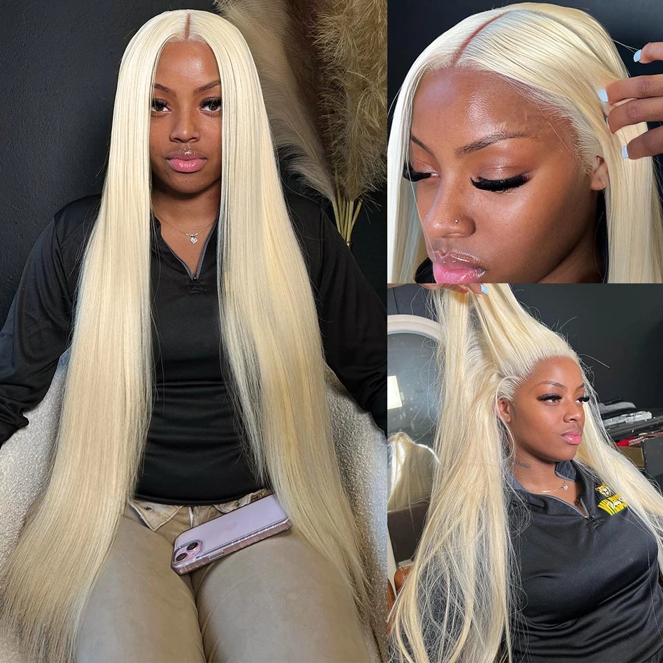 613 13X6 Hd Lace Blonde Highlights Frontal Wig For Women, Bob Honey Blonde 613 Hd Full Lace Front Wigs Human Hair