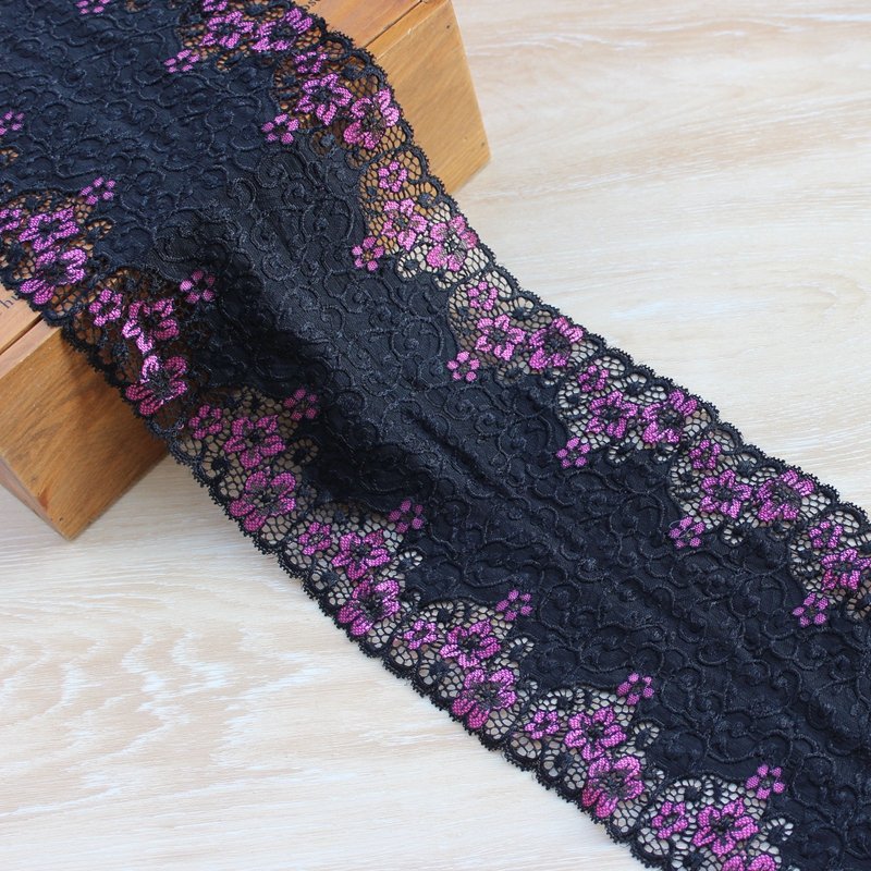 Zeal Wholesale French Style Lingerie New Fancy Nylon Elastic Trimming Border Lace Trim Fabric Soft Spandex Sequins Decoration