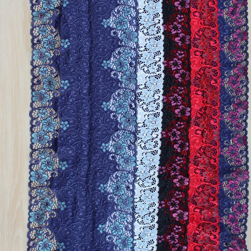 Zeal Wholesale French Style Lingerie New Fancy Nylon Elastic Trimming Border Lace Trim Fabric Soft Spandex Sequins Decoration