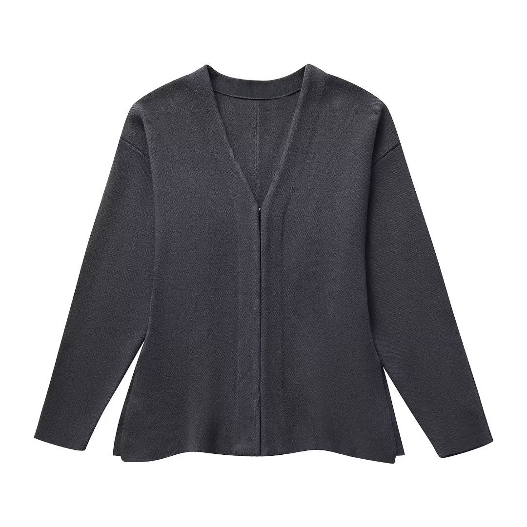 Spring Latest Design Woollen Ribbed Button Cardigan Mini Dress Knitted Two Piece Set Skirt