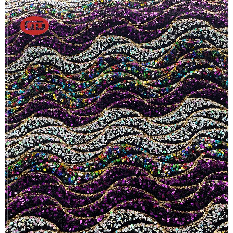 2023 china shaoxing factory manufacturer velvet wholesale sequin velvet fabric sequin lace fabric for women party dress