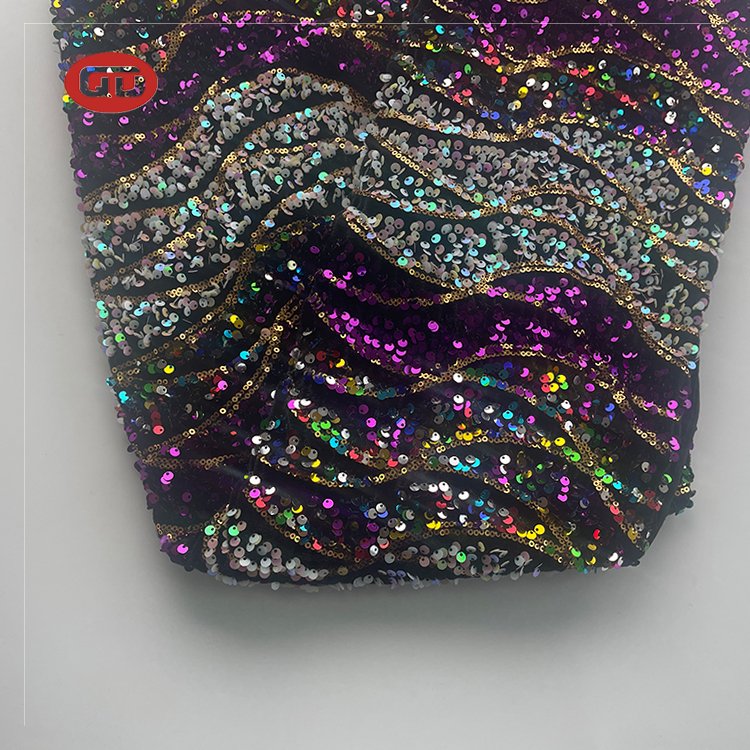 2023 china shaoxing factory manufacturer velvet wholesale sequin velvet fabric sequin lace fabric for women party dress