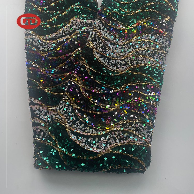 2023 china shaoxing factory manufacturer velvet wholesale sequin velvet fabric sequin lace fabric for women party dress