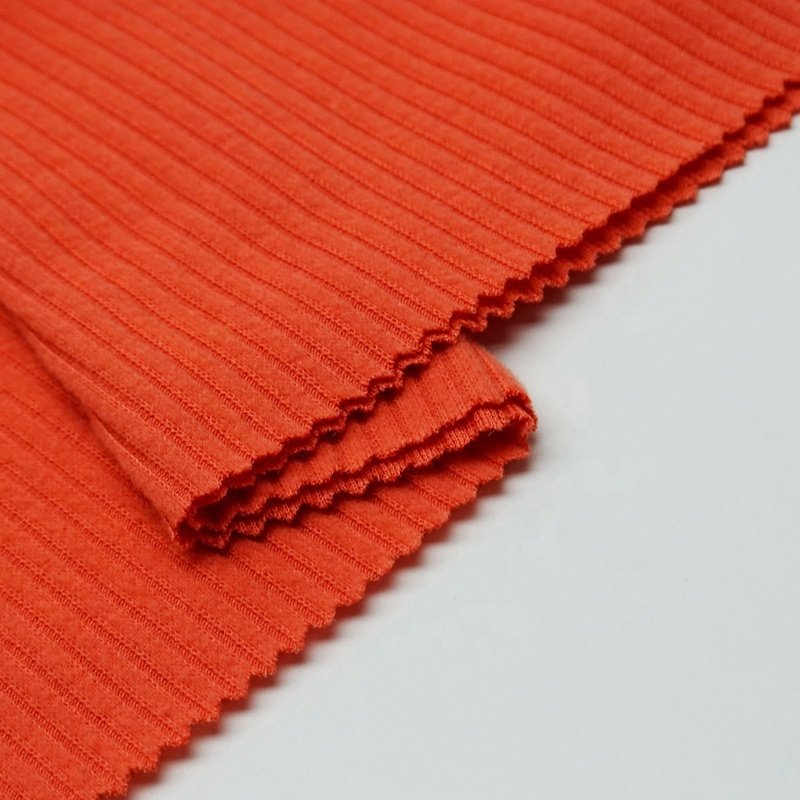 High quality ribbed stretch polyester rayon knitted yarn dye striped soft brushed 4*2 rib fabric for tops