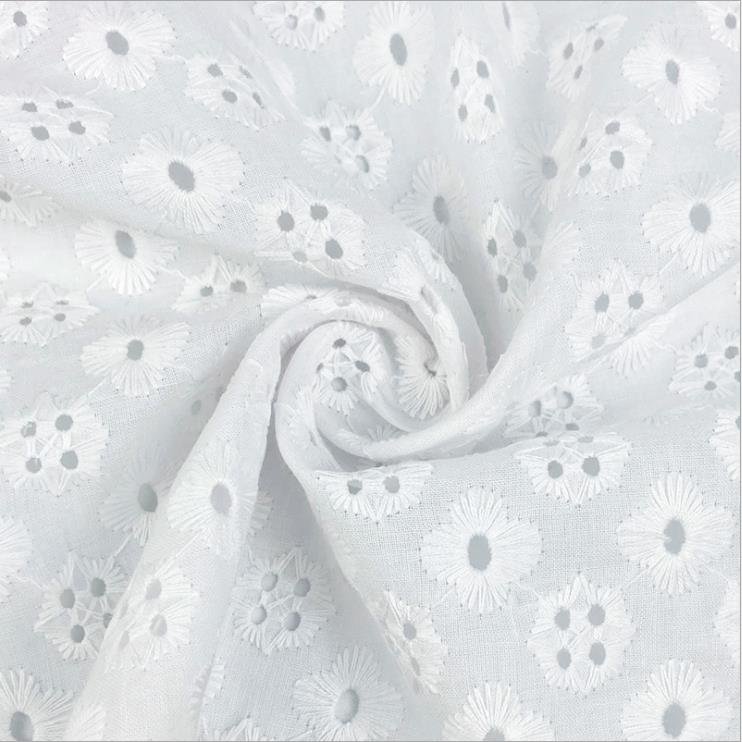 Factory hot sale white TC lace embroidery fabric for garment
