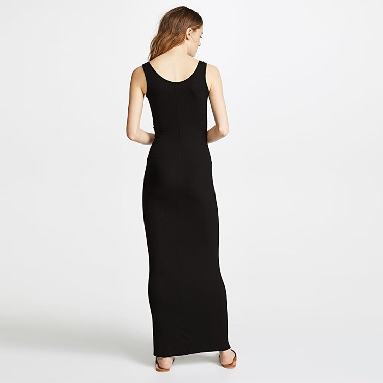 Scoop Neck Sleeveless Midi Dress for Women's Dress 2022 Light Weight Scoop Neck Ribbed Jersey Summer Casual Dresses Natural 12GG