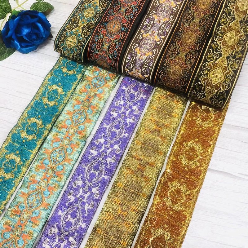 Ethnic Style Lace Jacquard Webbing Woven Tape For Garment Accessories Width 5cm ST-907