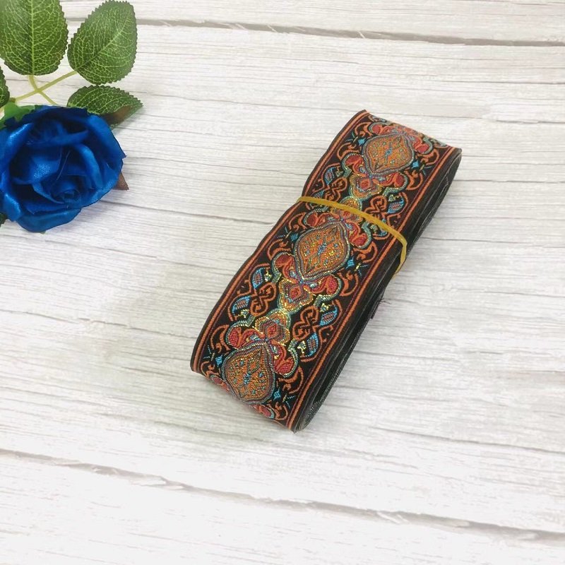 Ethnic Style Lace Jacquard Webbing Woven Tape For Garment Accessories Width 5cm ST-907