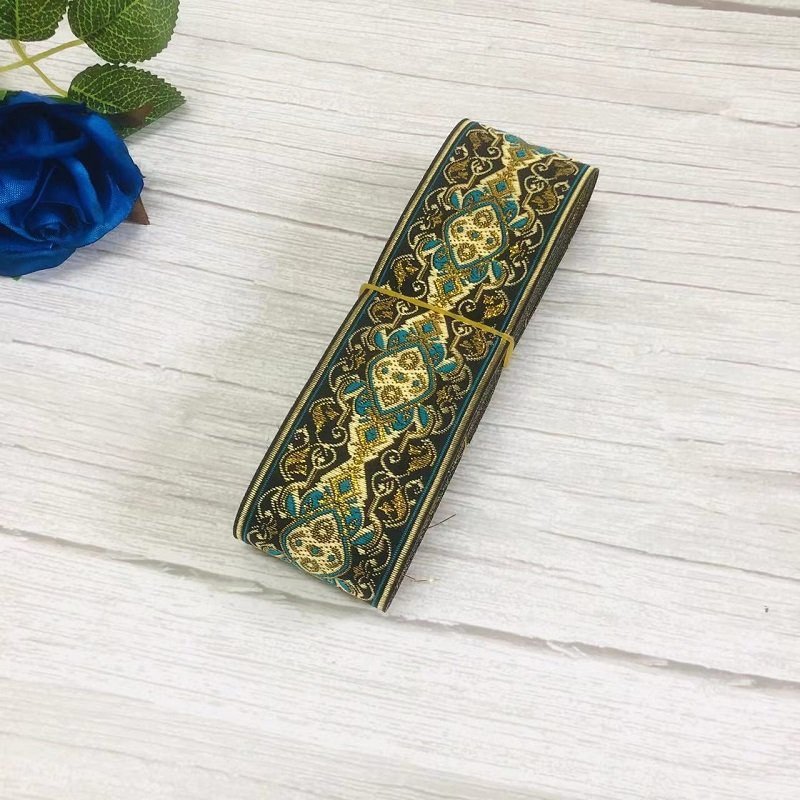Ethnic Style Lace Jacquard Webbing Woven Tape For Garment Accessories Width 5cm ST-907