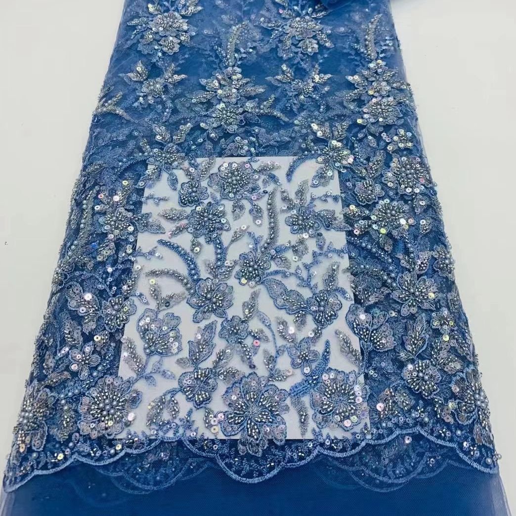 Zeal Factory Wholesale Elegant Small Pattern Wedding Lace Fabric with Stones Custom Width for Bridal Decoration