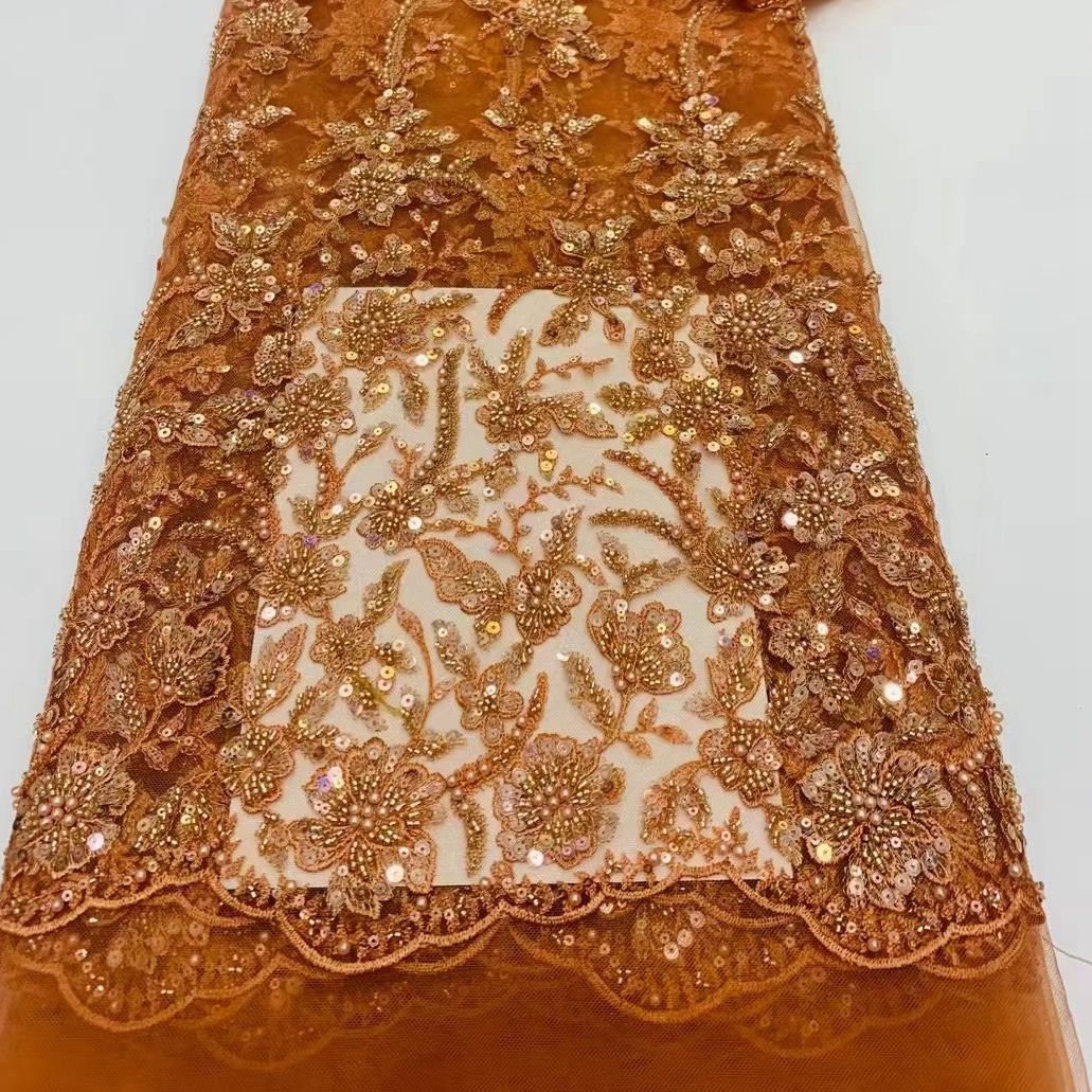 Zeal Factory Wholesale Elegant Small Pattern Wedding Lace Fabric with Stones Custom Width for Bridal Decoration