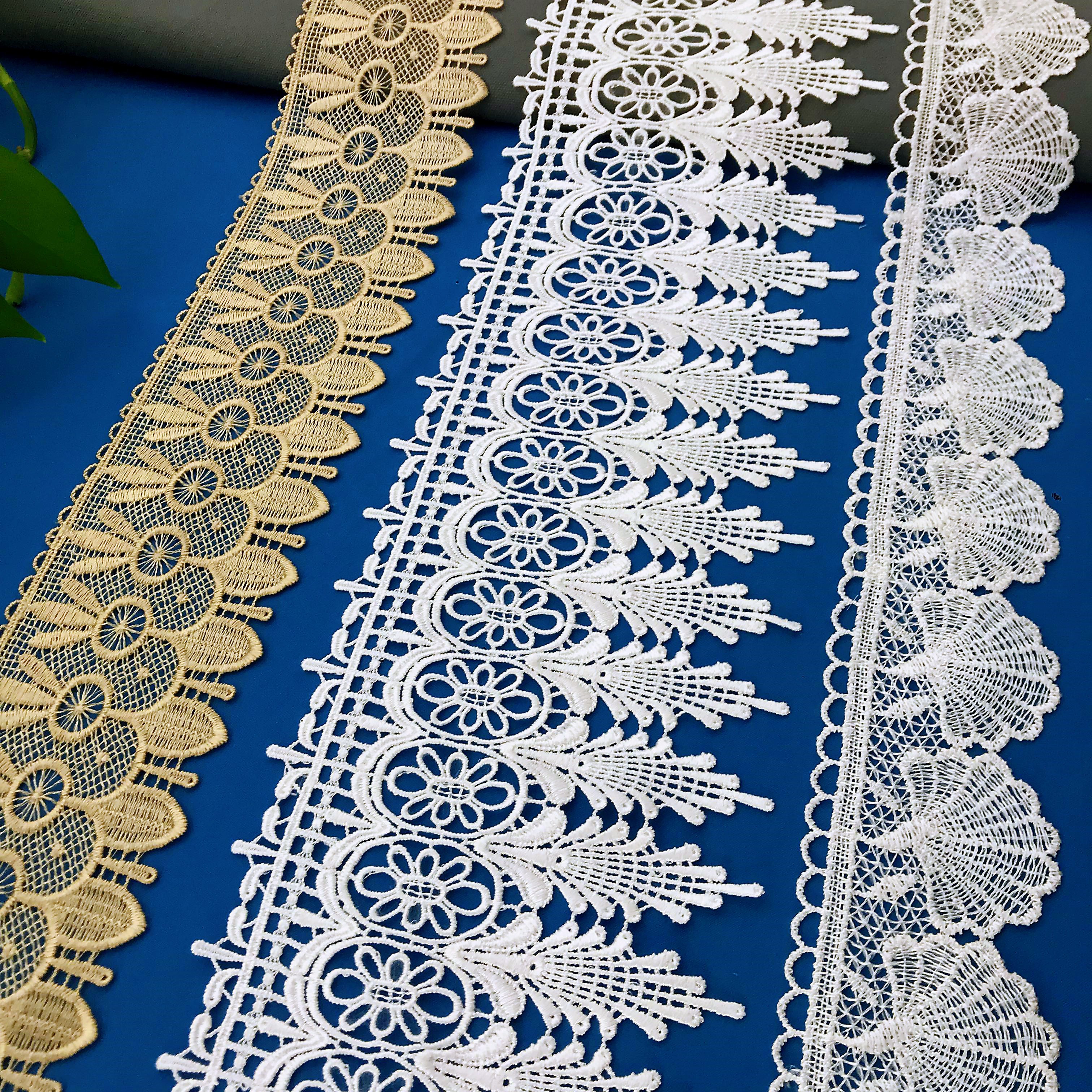 Hot Selling White Polyester Milk Silk Embroidery Lace For Garment Processing Accessories