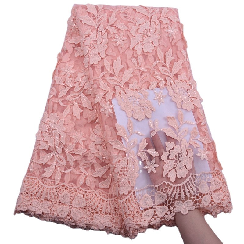 1886 Wholesale White Color Lace Fabric 3D Silk Milk Lace Fabric For African Dresses