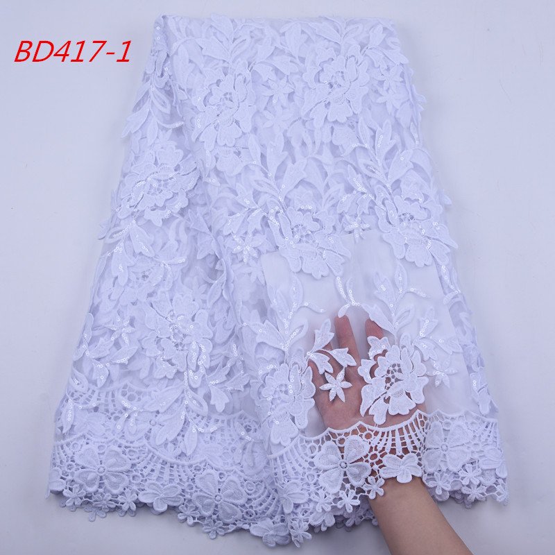 1886 Wholesale White Color Lace Fabric 3D Silk Milk Lace Fabric For African Dresses