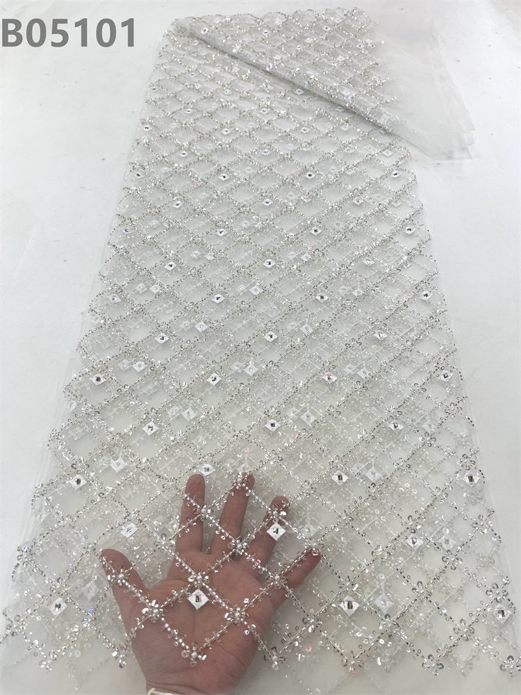 New Grey Bridal Lace Fabric With Sequins Embroidery Beaded Lace Fabric Tulle Wedding Fabrics For Women