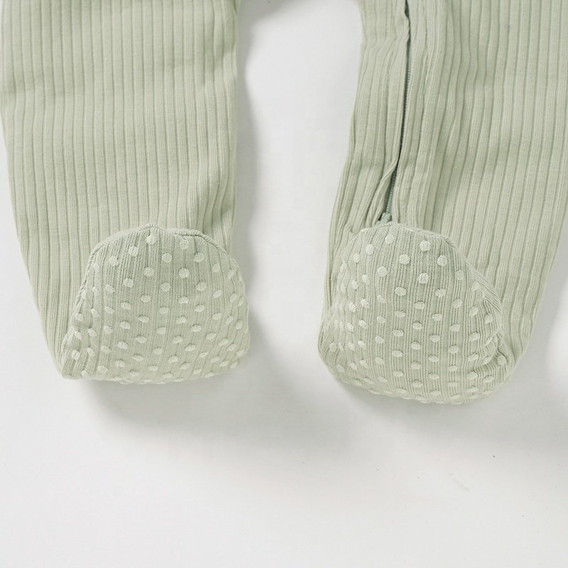 Anti-Slip Footie Baby Girls Boys Leotards Baby Pajamas Zipper Baby Onesie Bodysuit