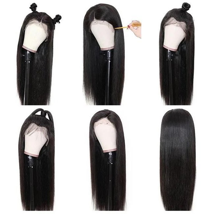 Hight quality wholesale bulk 32 inch Swiss brown lace wet and wavy 100% real human hair wigs